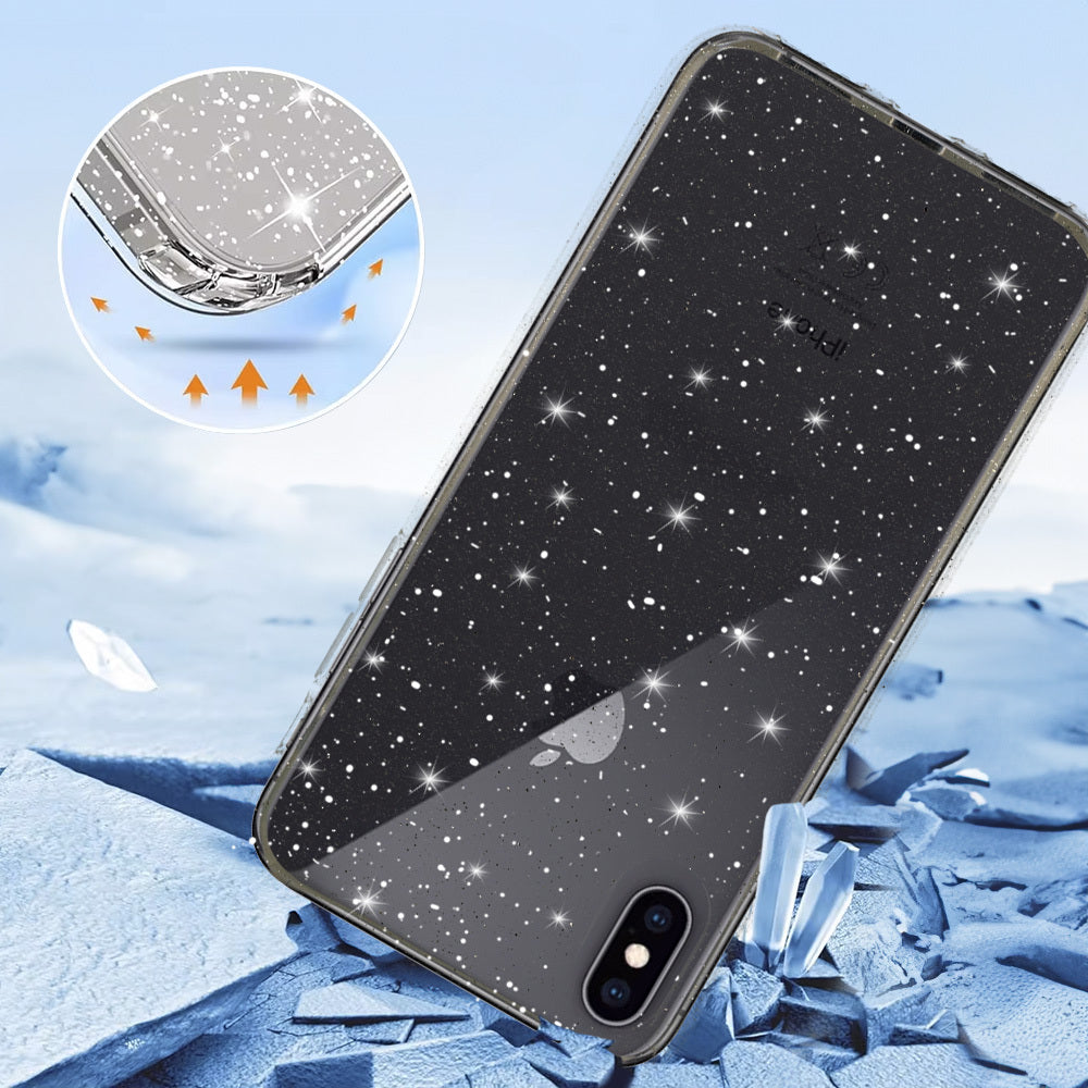 Aizsargvāciņš iPhone X/XS (5,8") – Crystal Glitter, sudraba — attēls 3