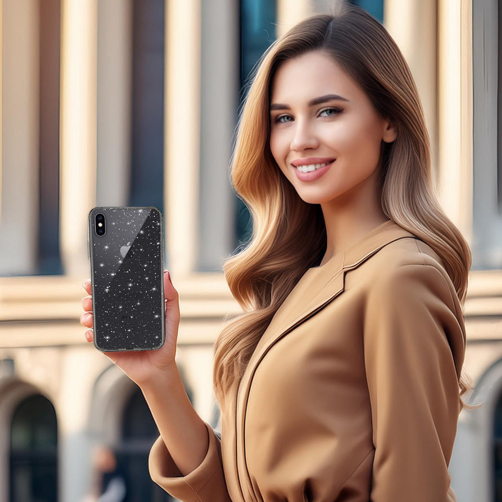 Aizsargvāciņš iPhone X/XS (5,8") – Crystal Glitter, sudraba — attēls 4