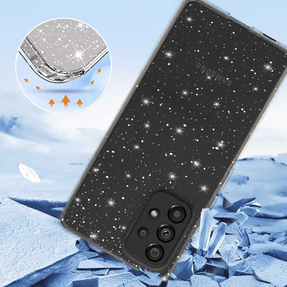 Aizsargvāciņš Samsung Galaxy A23 4G/5G – Crystal Glitter, sudraba — attēls 3