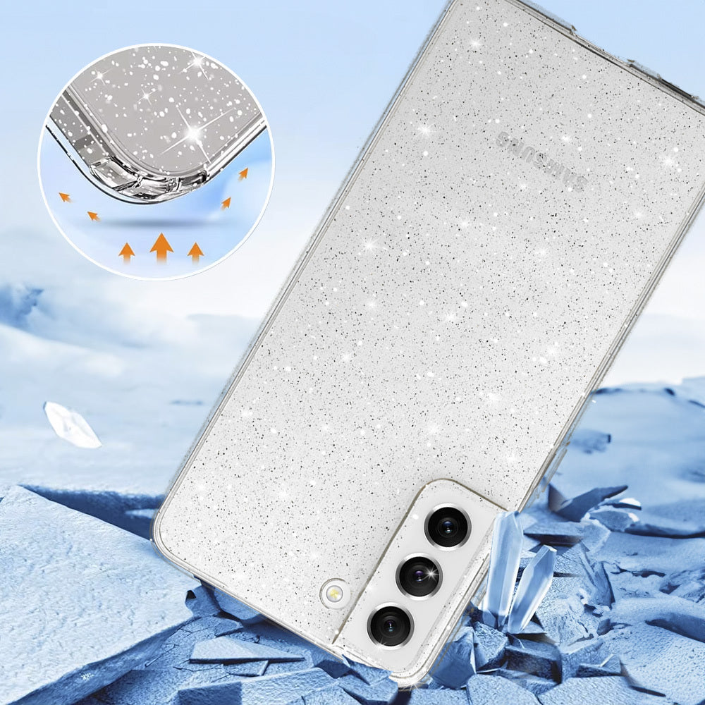 Aizsargvāciņš Samsung Galaxy S21 FE – Crystal Glitter, sudraba — attēls 3