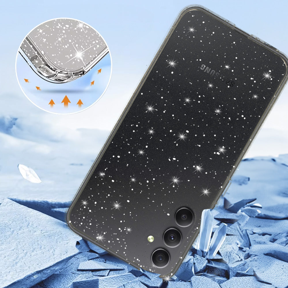 Aizsargvāciņš Samsung Galaxy A34 5G – Crystal Glitter, sudraba — attēls 3