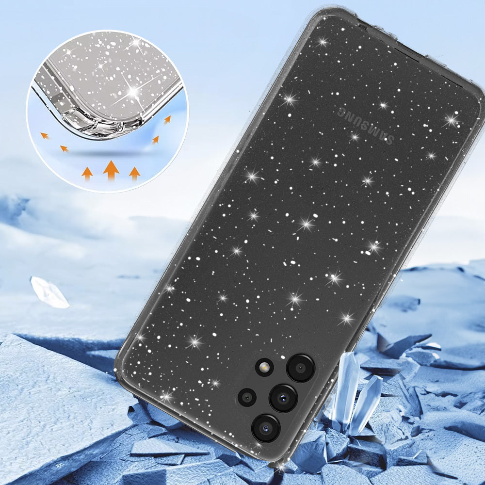 Aizsargvāciņš Samsung Galaxy A13 4G – Crystal Glitter, sudraba — attēls 3