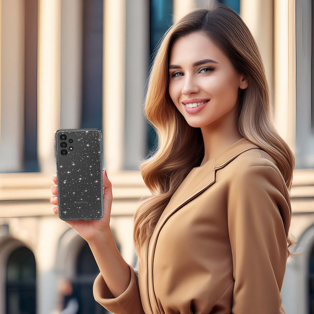 Aizsargvāciņš Samsung Galaxy A13 4G – Crystal Glitter, sudraba — attēls 4