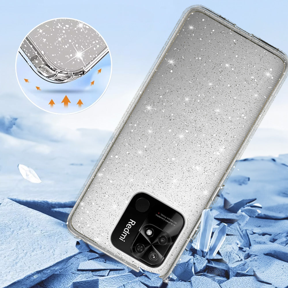 Aizsargvāciņš Xiaomi Redmi 10C – Crystal Glitter, sudraba — attēls 3