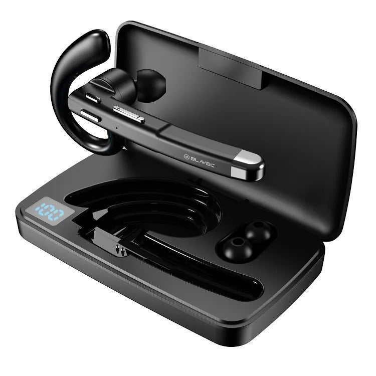 Bluetooth brīvroku austiņa Blavec Discover 55 Multipoint ar 500 mAh uzlādes futrāli, melna