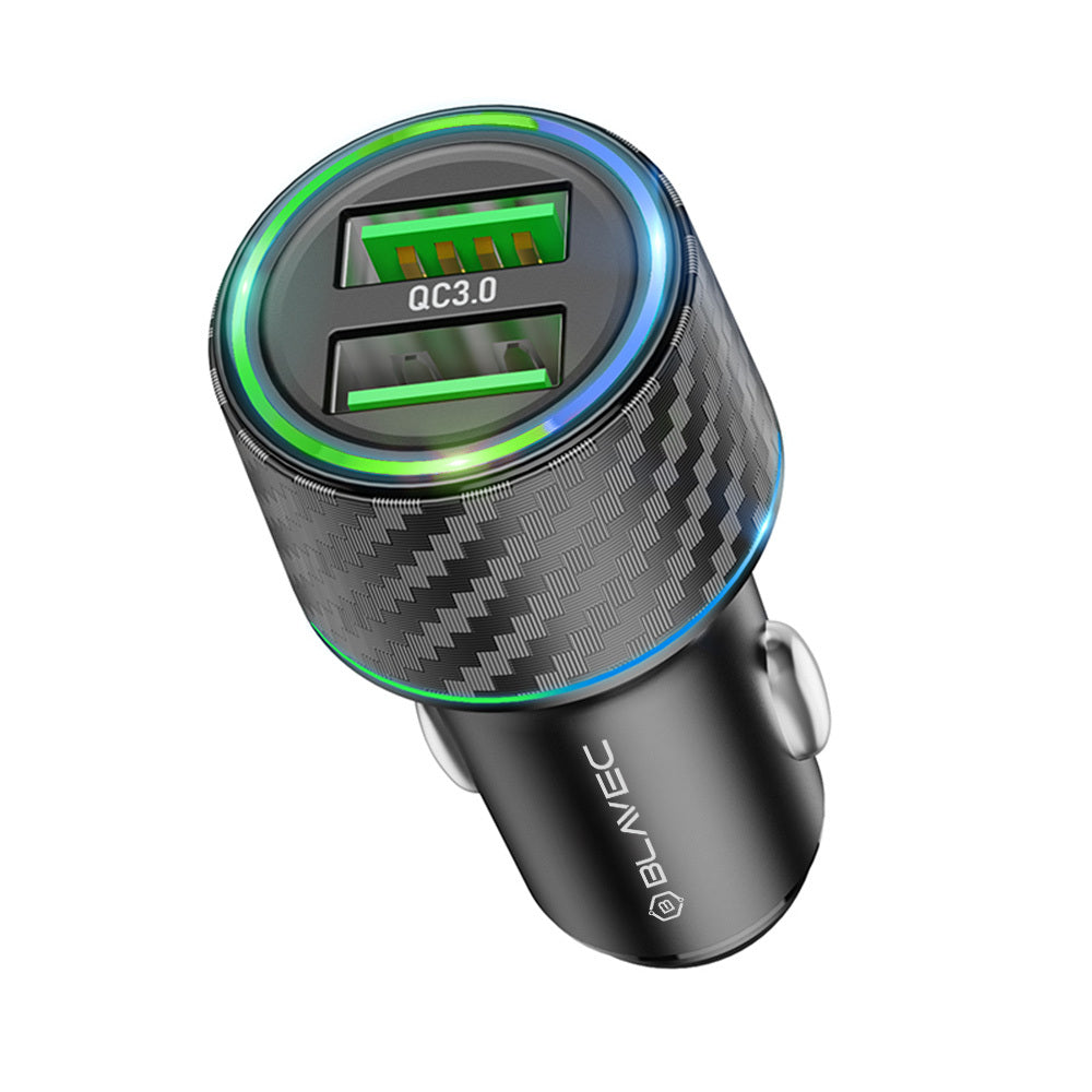 Blavec Car charger BS-21A Carbon - 2xUSB - QC 3.0 36W 3A (CCBS21AC-2UB36) black — attēls 3