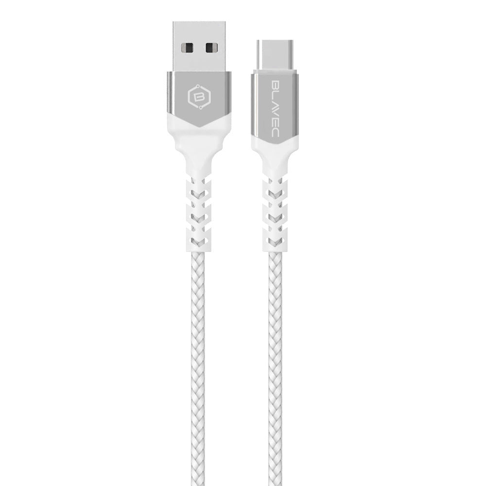 Kabelis Blavec Cable Raptor braided - USB to Type C - 3A 1 metre Apple CarPlay/Android Auto (CRA-UC3WS10) white-silver — attēls 2