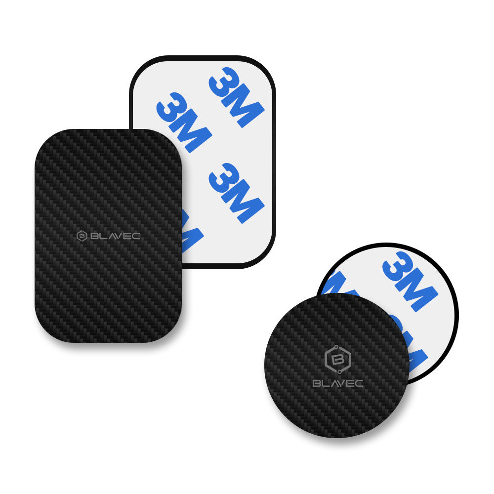 Blavec Metal plate for magnetic holder BM-01 set of 2 pieces round (40mm) and rectangle (40x58mm) carbon — attēls 2