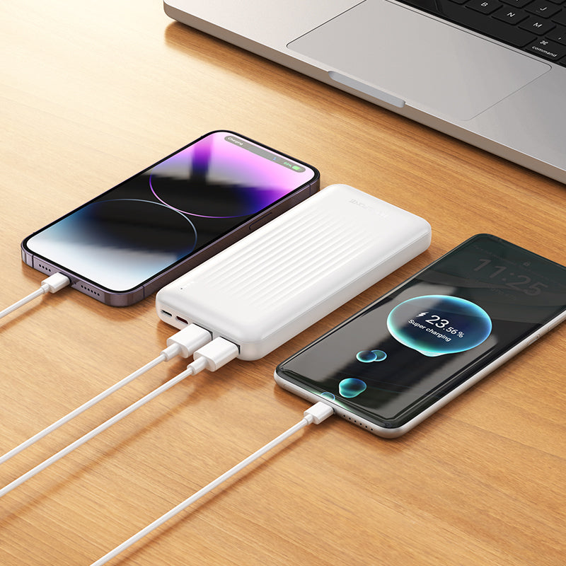 Ārējais akumulators Borofone Power Bank 10000mAh BJ80 Clever - 2xUSB + Type C - QC 3.0 22,5W PD 20W white — attēls 3