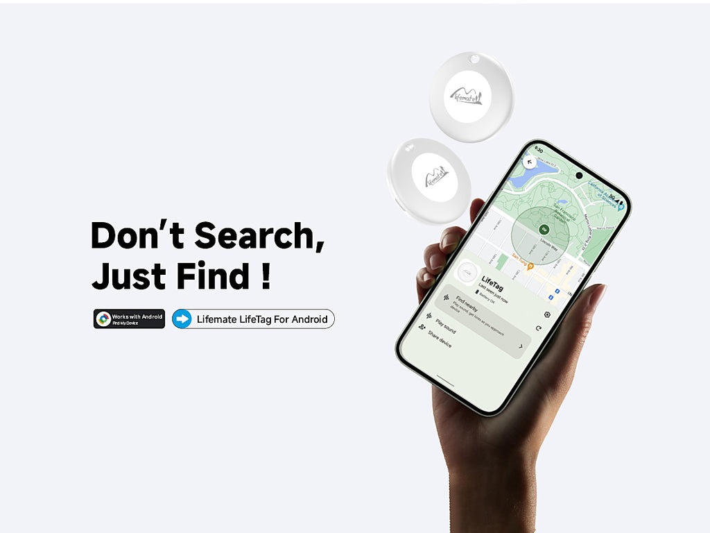 Lifemate GPS Bluetooth LifeTag Tracker HD-P16-3 Android + keyring white — attēls 3