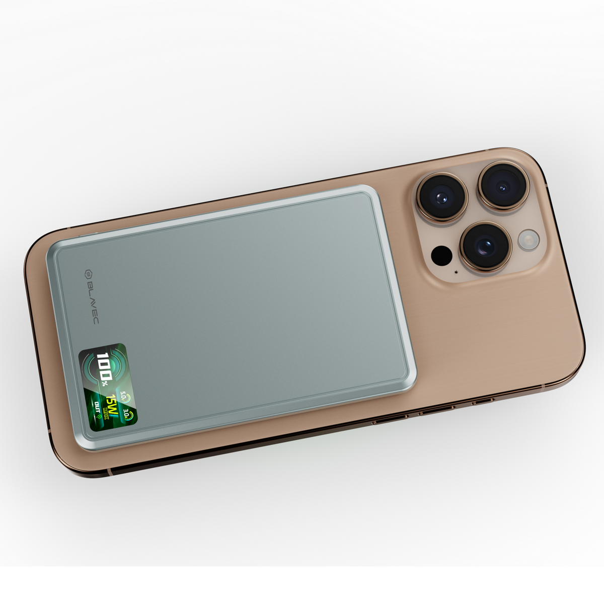 Ārējais akumulators Blavec BJ-03 5000 mAh, 22,5 W, MagSafe 3-in-1, pelēks alumīnijs