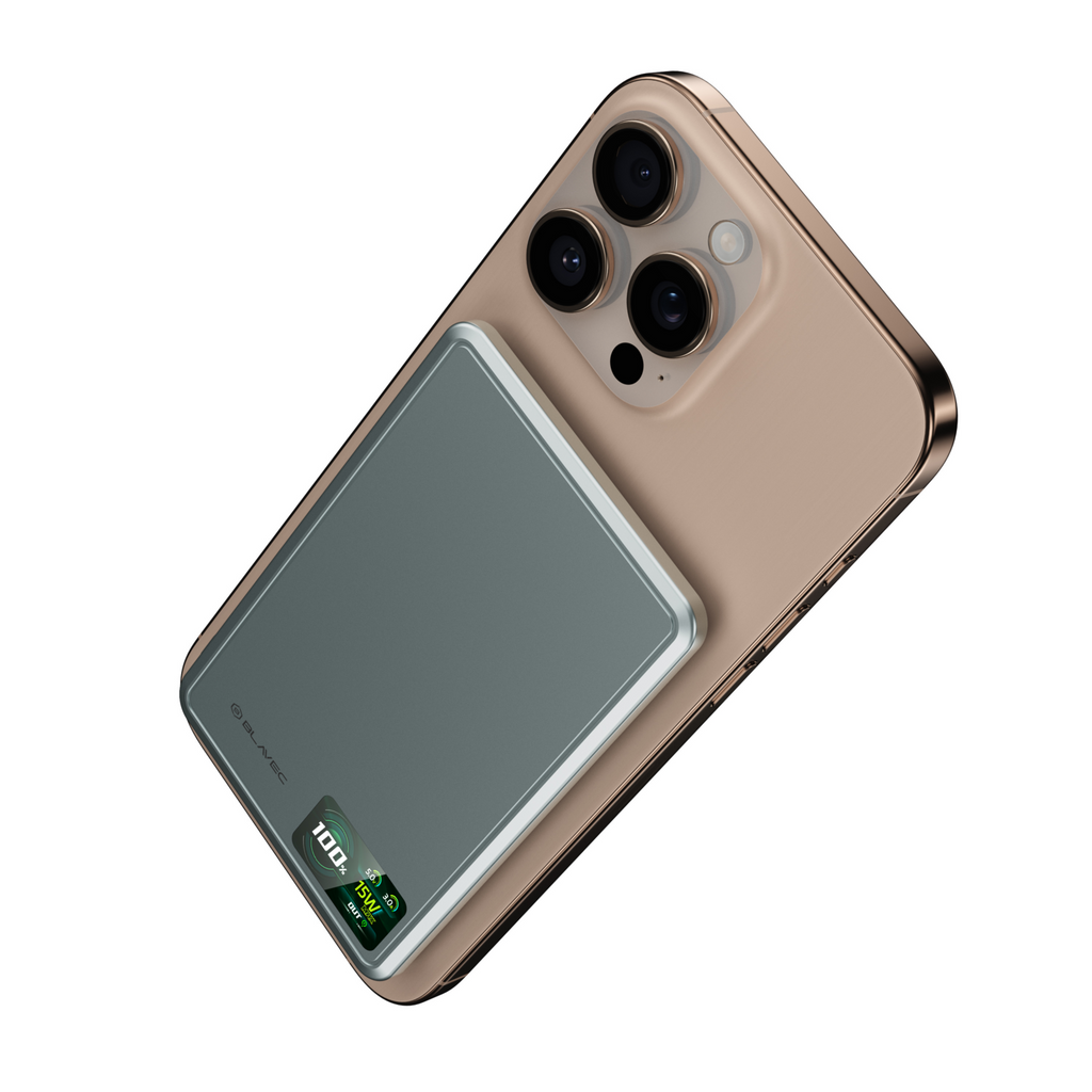 Ārējais akumulators Blavec BJ-03 5000 mAh, 22,5 W, MagSafe 3-in-1, pelēks alumīnijs