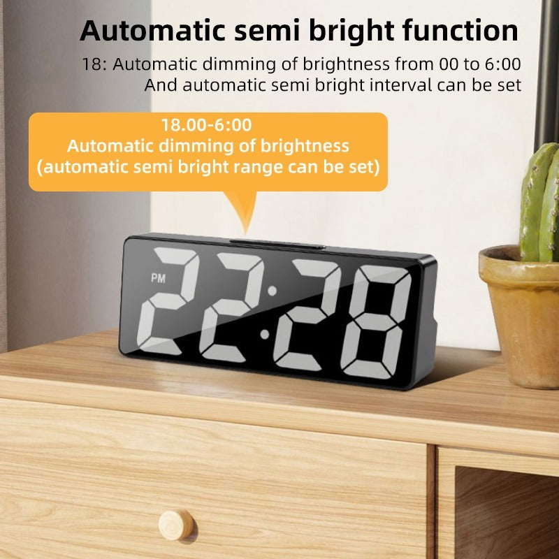 Digitāls LED modinātājpulkstenis ar termometru, melns