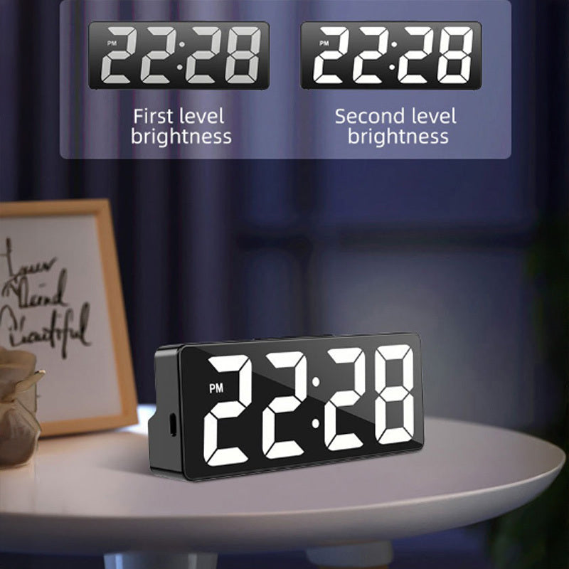 Digitāls LED modinātājpulkstenis ar termometru, melns