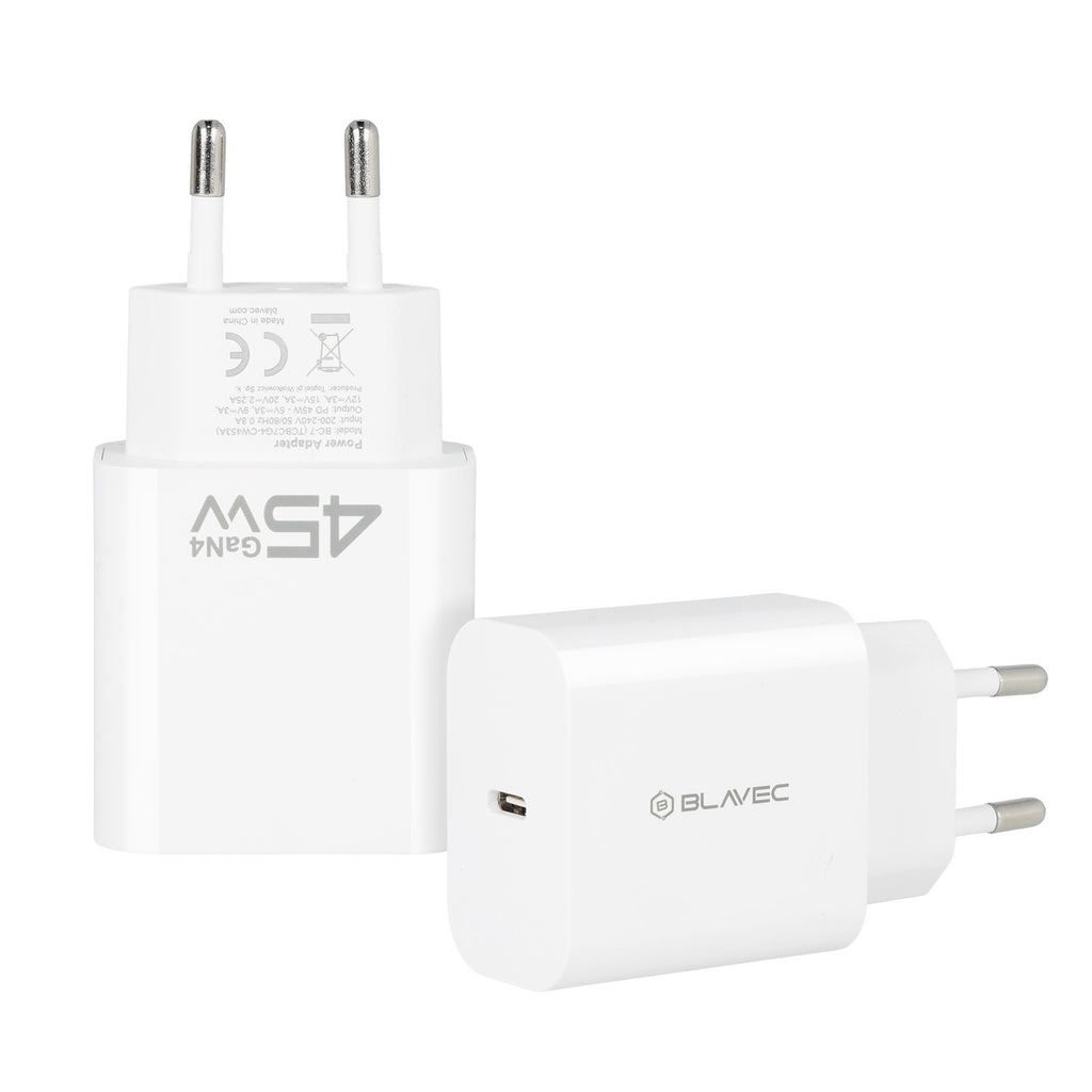 Uzlādes adapteris Blavec Wall charger BC-7 GaN4 - Type C - PD QC 45W 3A (TCBC7G4-CW453A) white — attēls 2