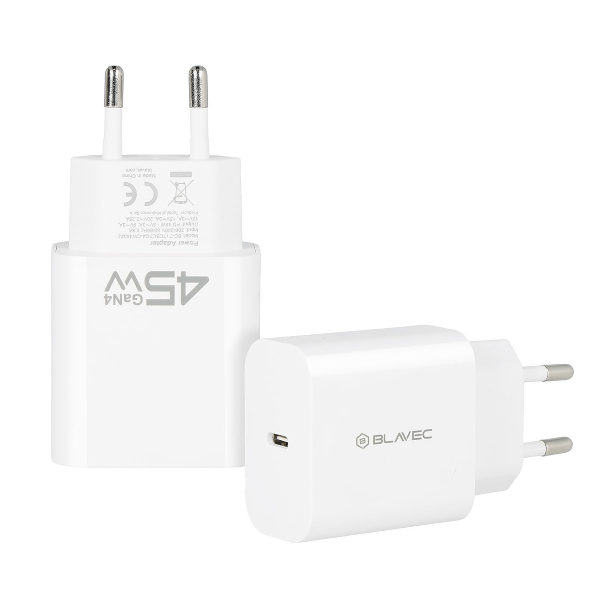 Uzlādes adapteris Blavec Wall charger BC-7 GaN4 - Type C - PD QC 45W 3A (TCBC7G4-CW453A) white — attēls 2