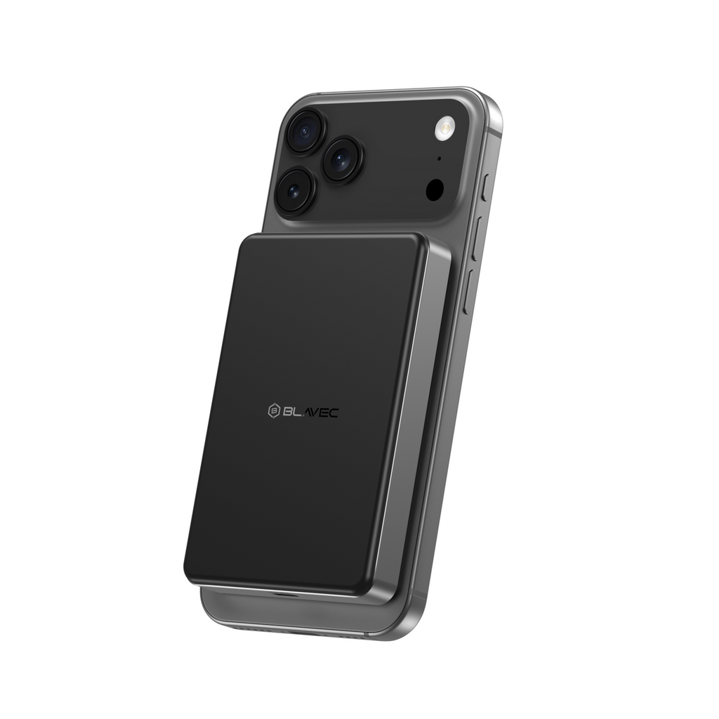 Ārējais akumulators Blavec BJ-05 10000 mAh, Qi2.2 25 W / PD 45 W, MagSafe, melns alumīnijs