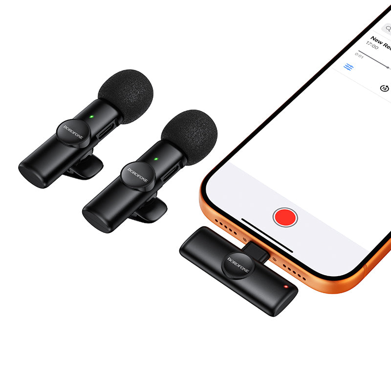 Borofone BFK16A Winner bezvadu piespraužamo mikrofonu komplekts, USB-C, 2 gab., melns
