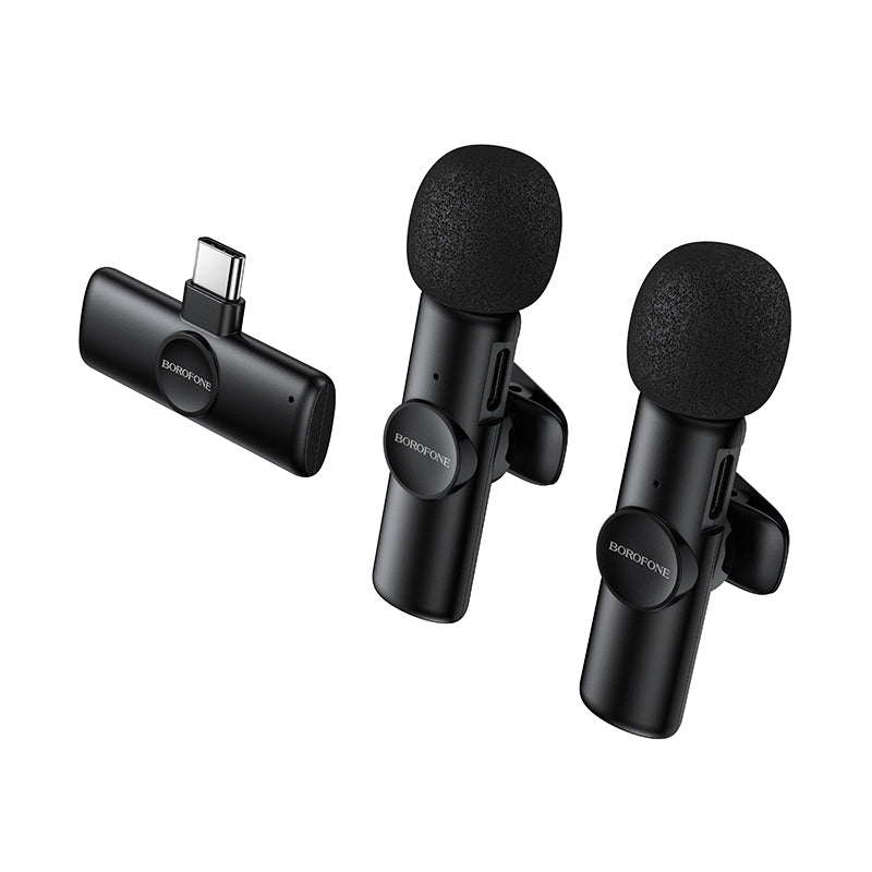 Borofone BFK16A Winner bezvadu piespraužamo mikrofonu komplekts, USB-C, 2 gab., melns