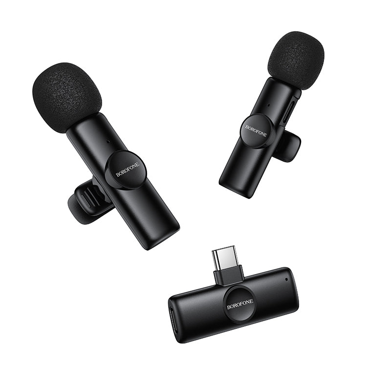 Borofone BFK16A Winner bezvadu piespraužamo mikrofonu komplekts, USB-C, 2 gab., melns