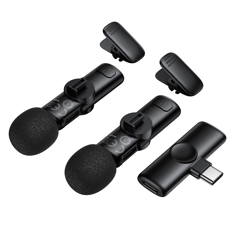 Borofone BFK16A Winner bezvadu piespraužamo mikrofonu komplekts, USB-C, 2 gab., melns