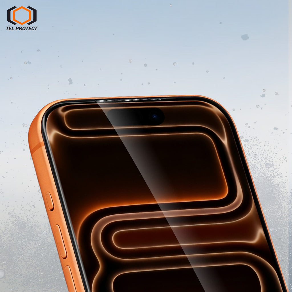 Tel Protect Dust-Free Easy Fit Full Glue 6D aizsargstikls iPhone 13/13 Pro/16E/17E, melns, 2 gab.