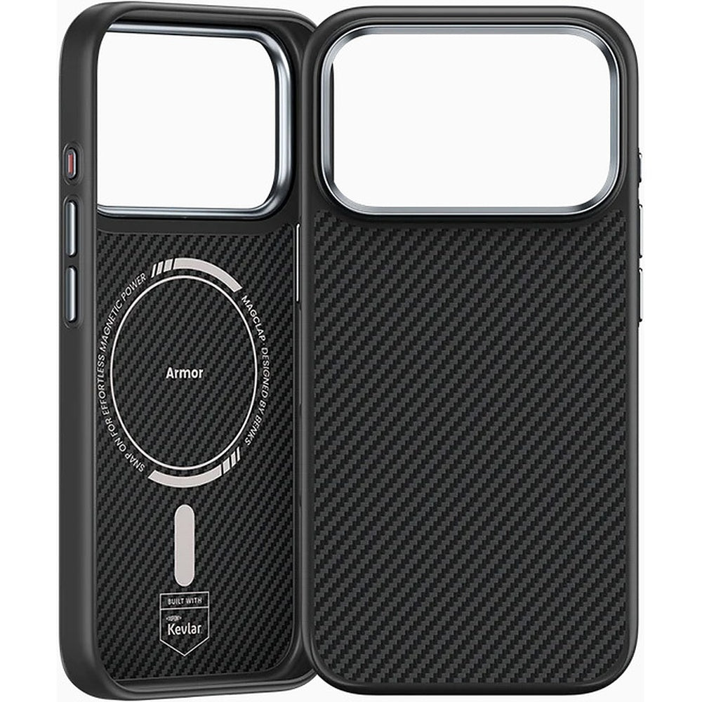 Aizsargvāciņš iPhone 17 Pro Max/18 Pro Max – Benks Magnetic Armor Pro Kevlar Metal Frame 600D (C.K.FL.AP.BK.A070) (Camera Control Button), melns — attēls 2
