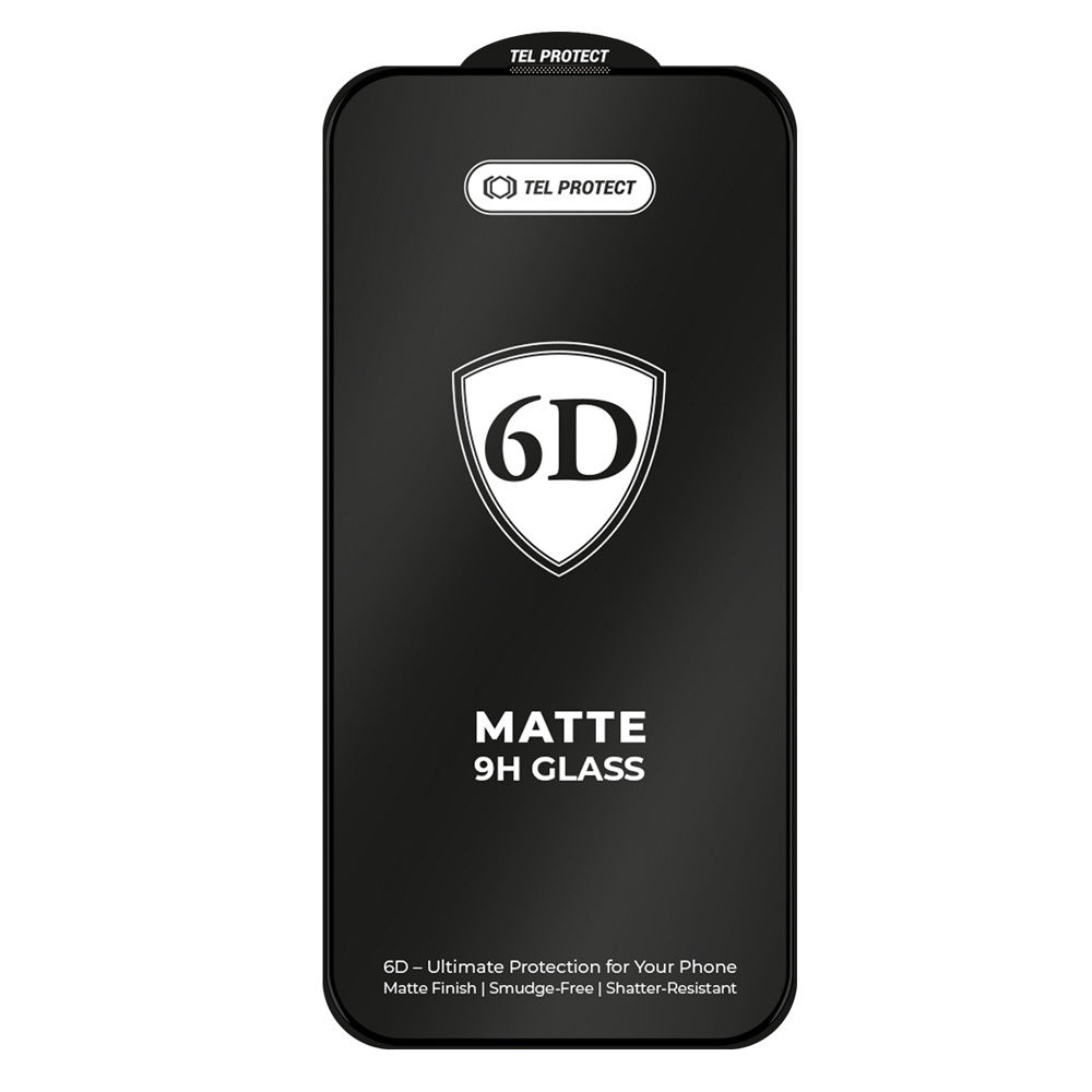 Aizsargstikls iPhone 18 Pro melns – Full Glue 6D Matt