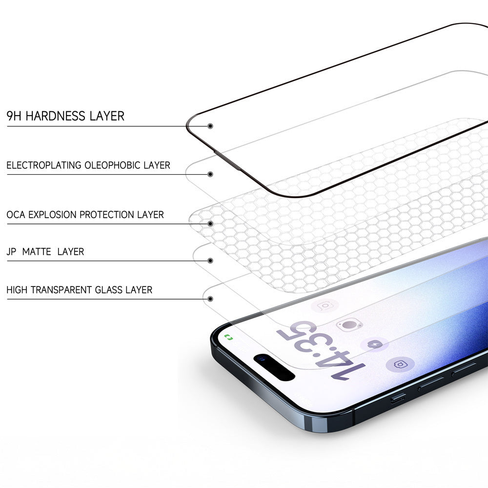 Aizsargstikls iPhone 18 Pro Max melns – Full Glue 6D Matt