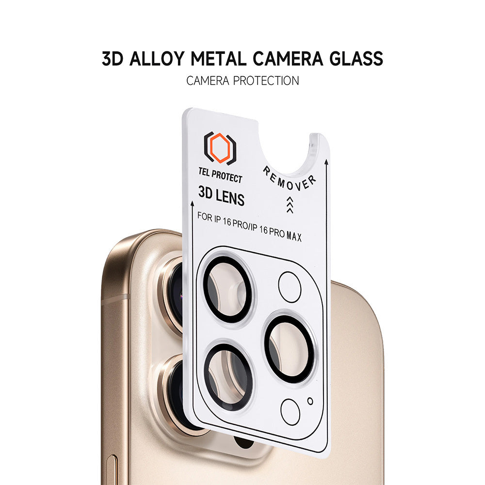 Kameras aizsargstikli iPhone 18 Pro/18 Pro Max – Tel Protect 3D Lens, 3 gab., caurspīdīgi
