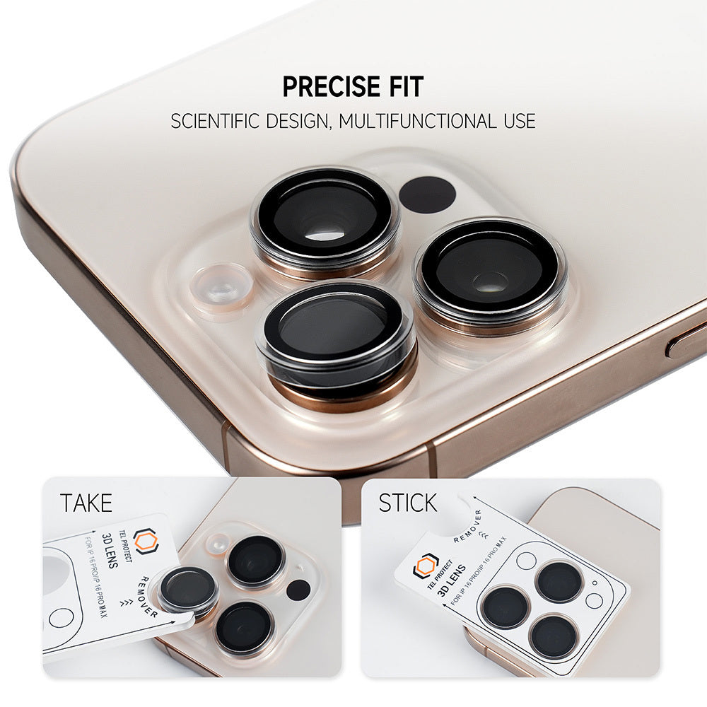 Kameras aizsargstikli iPhone 18 Pro/18 Pro Max – Tel Protect 3D Lens, 3 gab., caurspīdīgi
