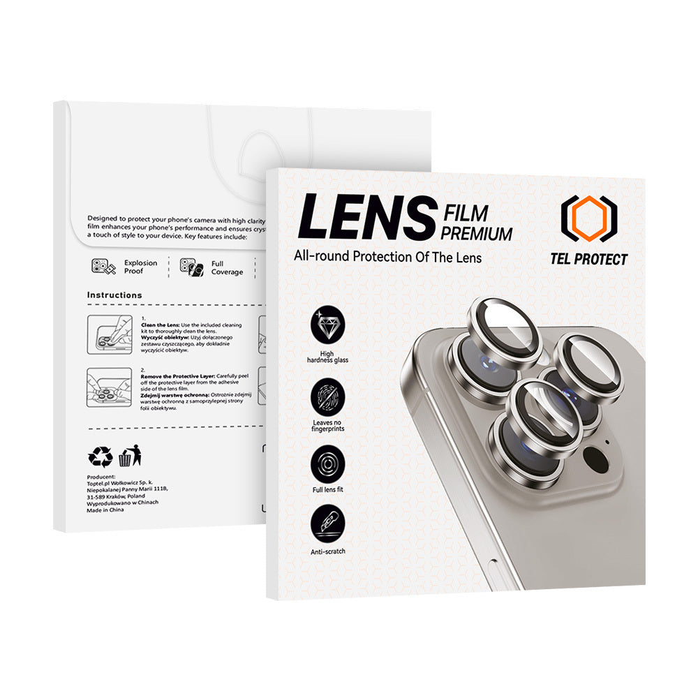 Kameras aizsargstikli iPhone 18 Pro/18 Pro Max – Tel Protect 3D Lens, 3 gab., caurspīdīgi