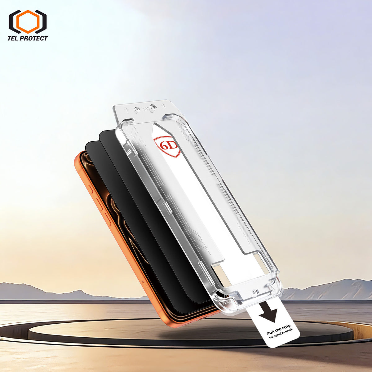 Tel Protect Dust-Free Easy Fit Privacy Full Glue 6D aizsargstikls iPhone 18 Pro, melns, 2 gab.