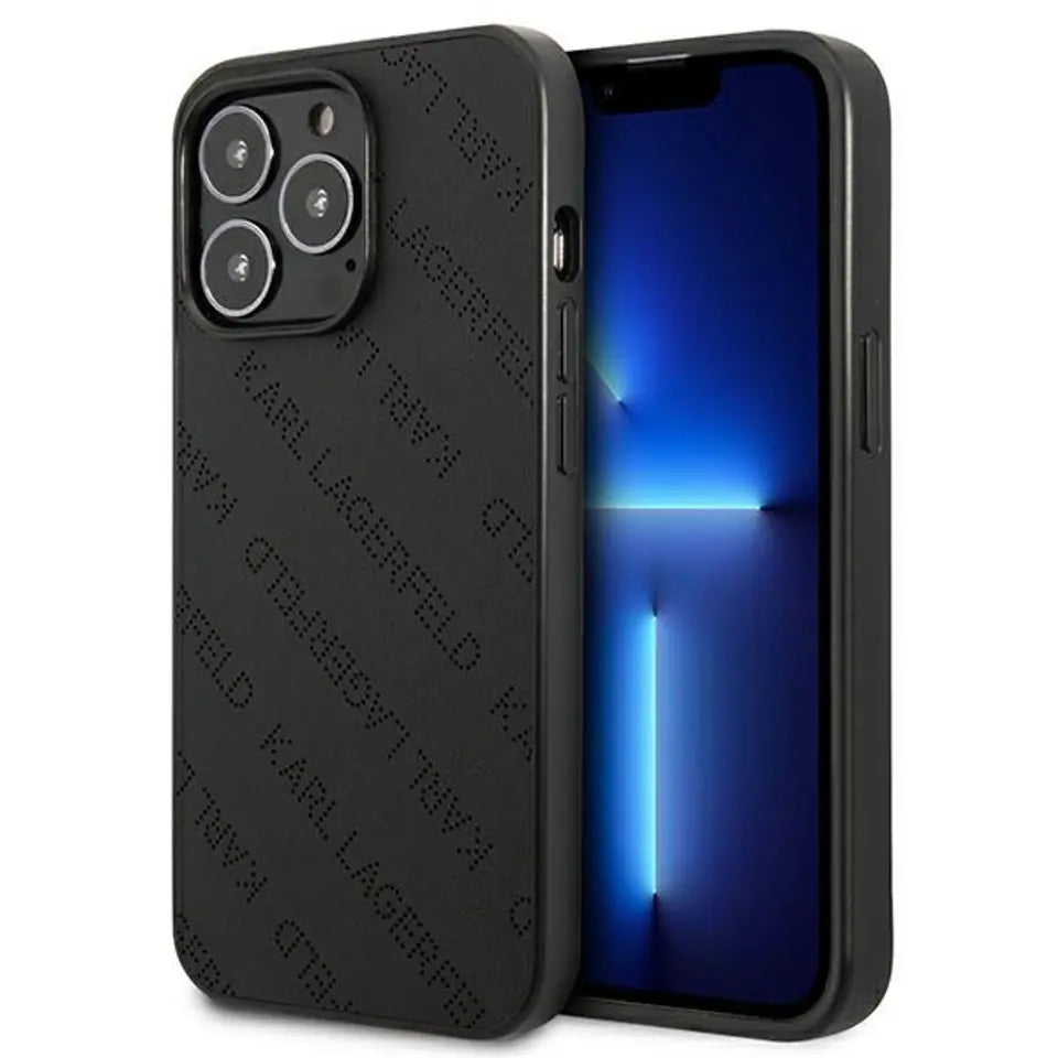 Karl Lagerfeld Perforated Allover vāciņš iPhone 13 Pro Max, melns — 1