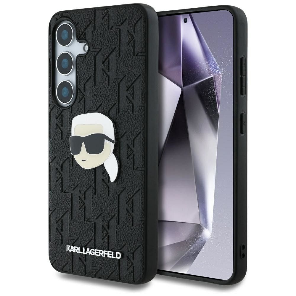 Aizsargvāciņš Samsung Galaxy S25 Plus – Karl Lagerfeld PU Monogram K. Head Pin KLHCS25MPGKLKIPK, melns