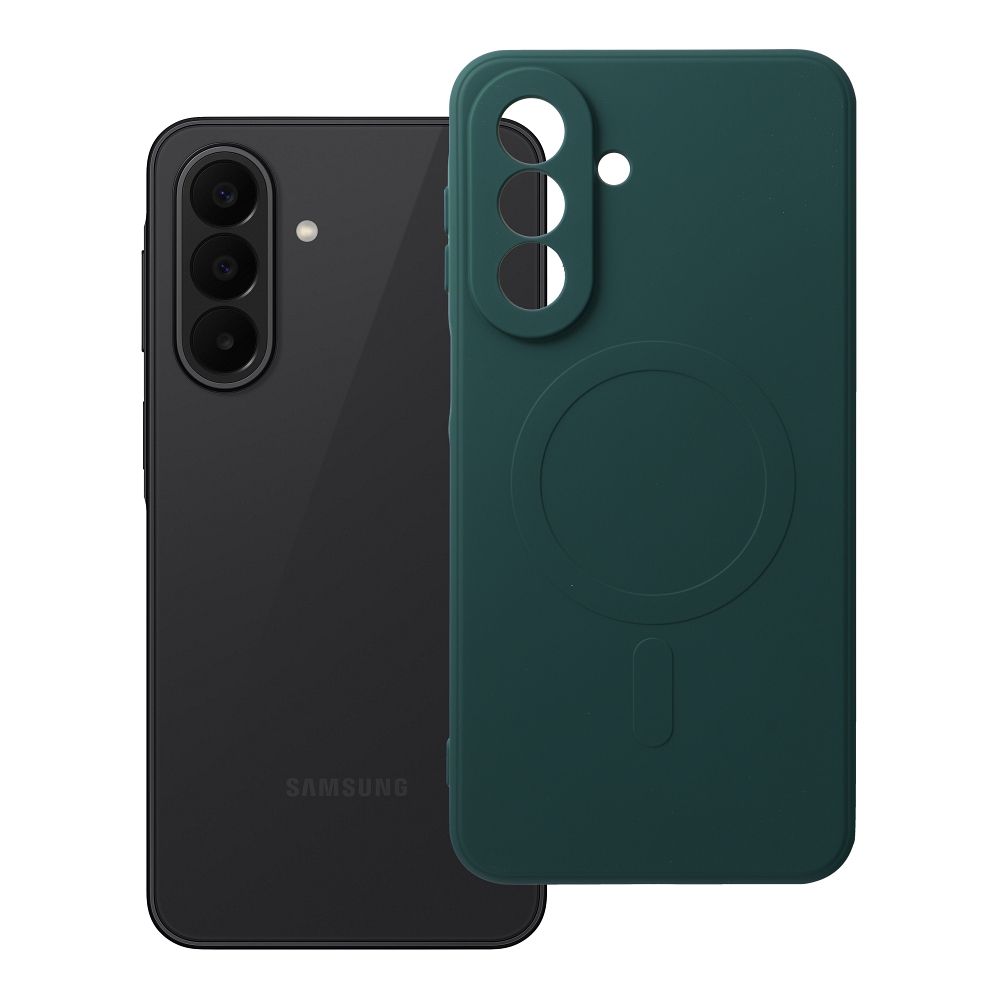 Case for Samsung A27 Silicone Mag Cover compatible with MagSafe (camera protection) dark green