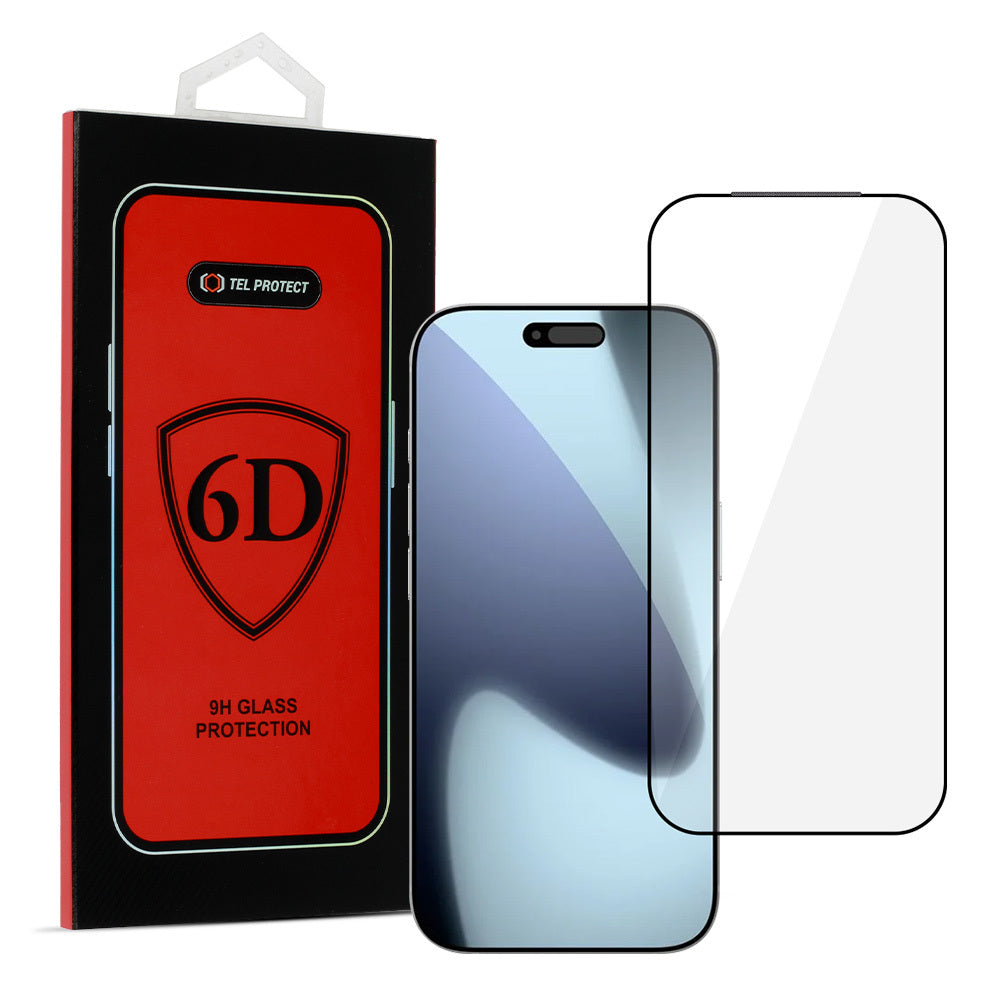 Aizsargstikls iPhone 17 PRO/18 PRO melns – Full Glue 6D