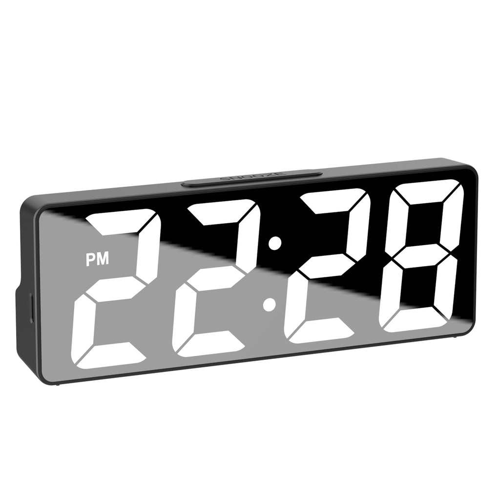 Digitāls LED modinātājpulkstenis ar termometru, melns