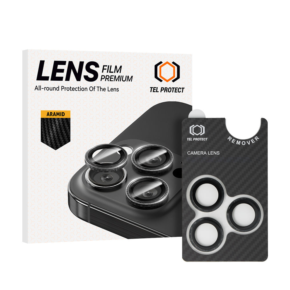 Kameras aizsargstikls iPhone 17 Pro/17 Pro Max – Tel Protect 3D Lens Aramid Series on camera (lens 3 pieces)