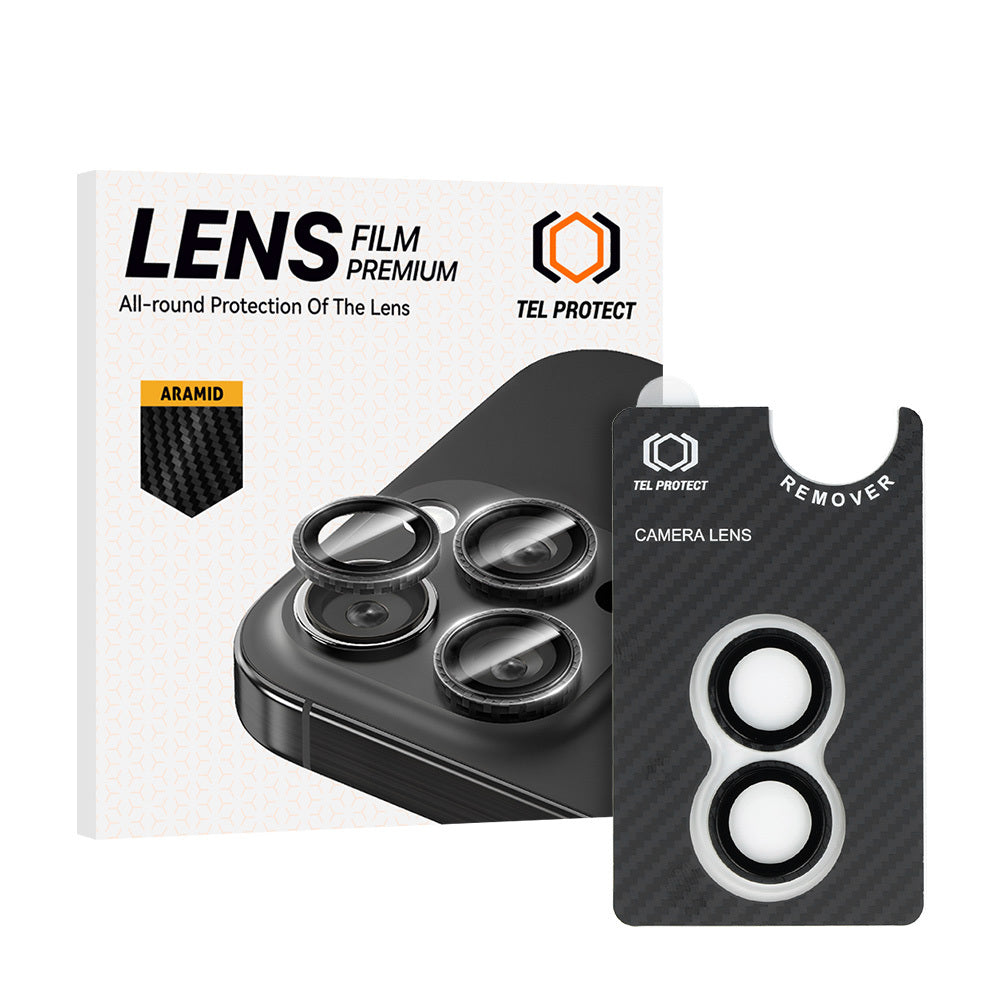 Kameras aizsargstikls iPhone 17 – Tel Protect 3D Lens Aramid Series on camera (lens 2 pieces)