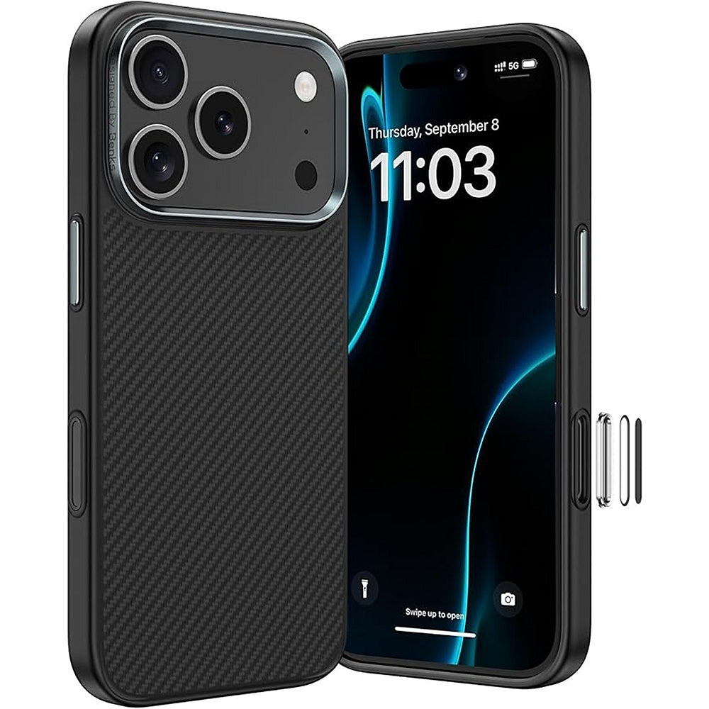 Aizsargvāciņš iPhone 17 Pro Max/18 Pro Max – Benks Magnetic Armor Pro Kevlar Metal Frame 600D (C.K.FL.AP.BK.A070) (Camera Control Button), melns