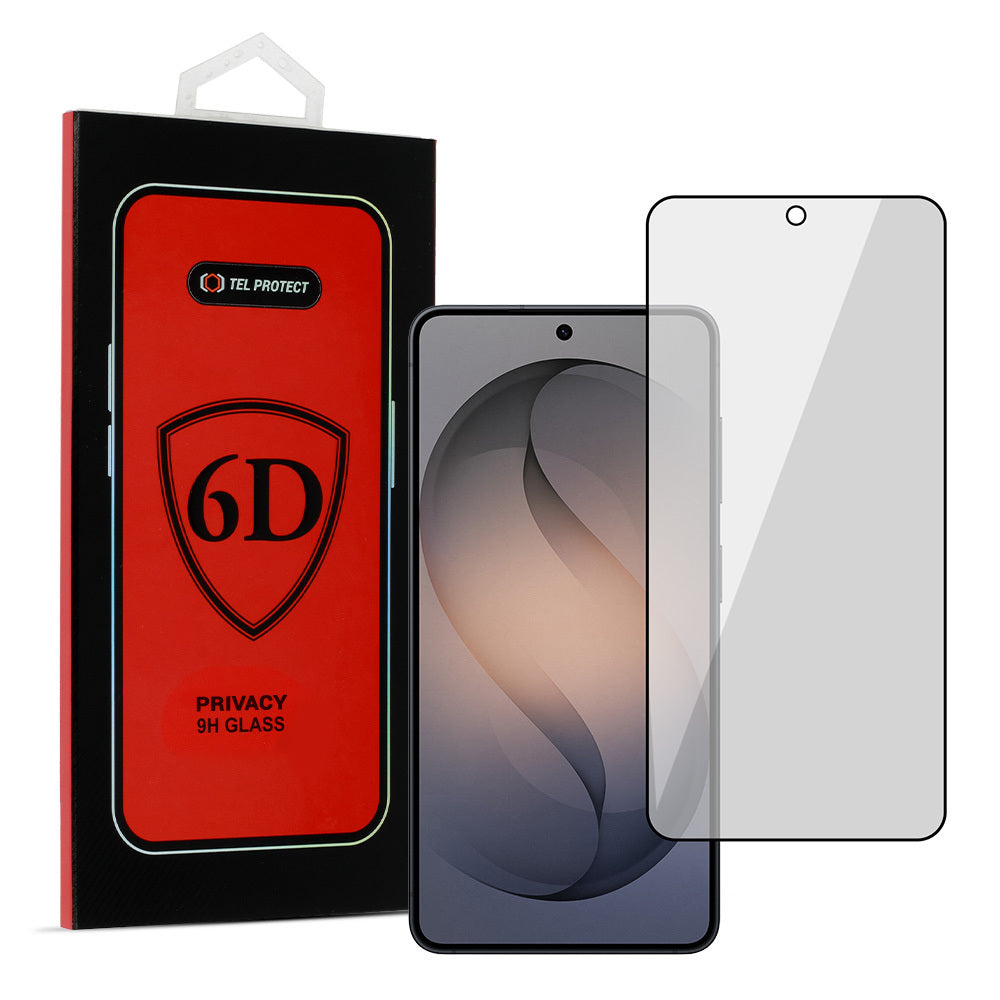 Aizsargstikls Samsung GALAXY S26 – Tel Protect Full Glue 6D Privacy (with fingerprint unlock), melns