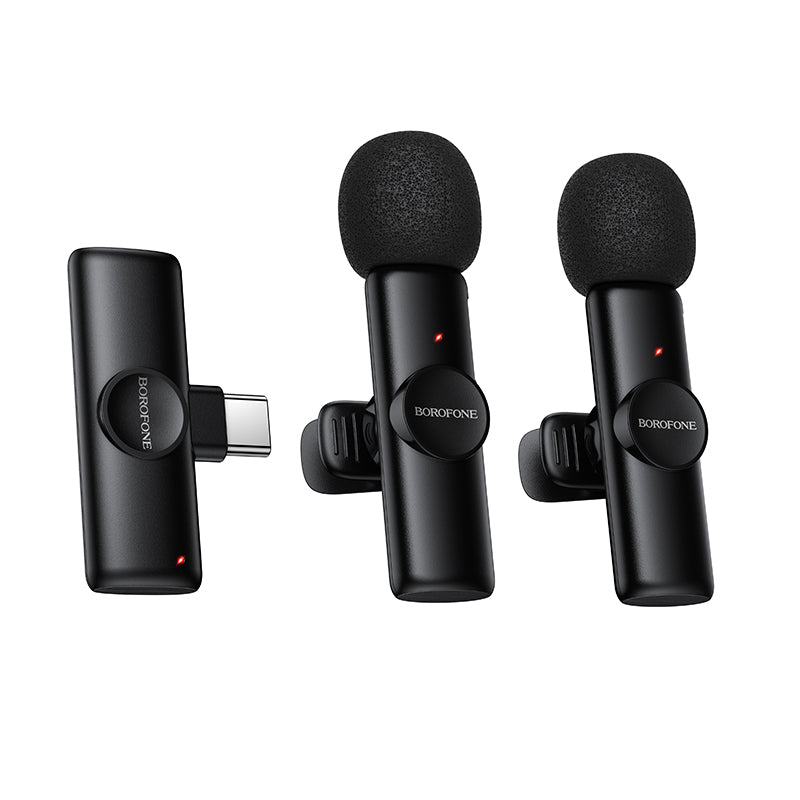 Borofone BFK16A Winner bezvadu piespraužamo mikrofonu komplekts, USB-C, 2 gab., melns