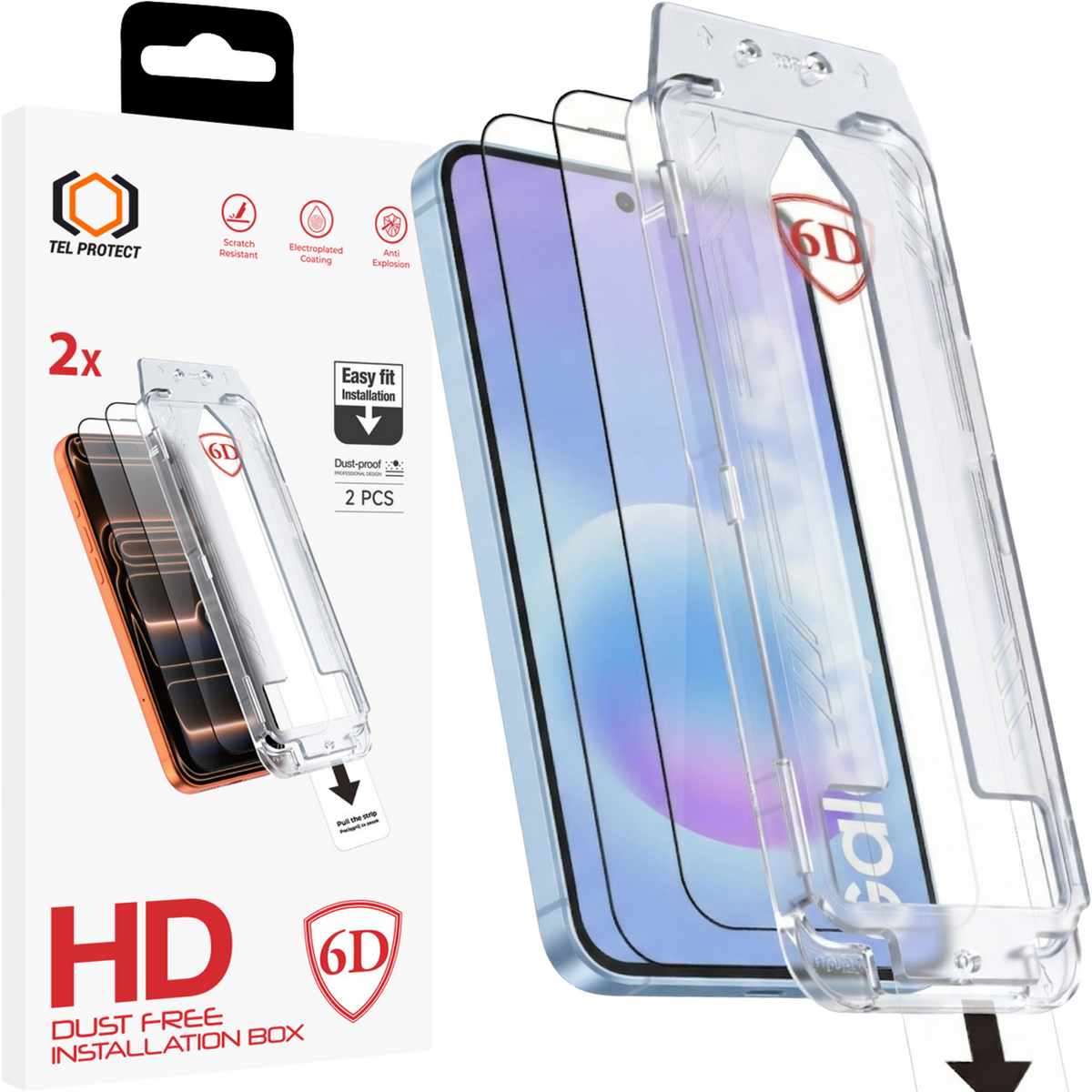 Aizsargstikls Samsung Galaxy A56/A57 5G black - 2 pieces – Tel Protect Dust-Free Easy Fit Full Glue 6D