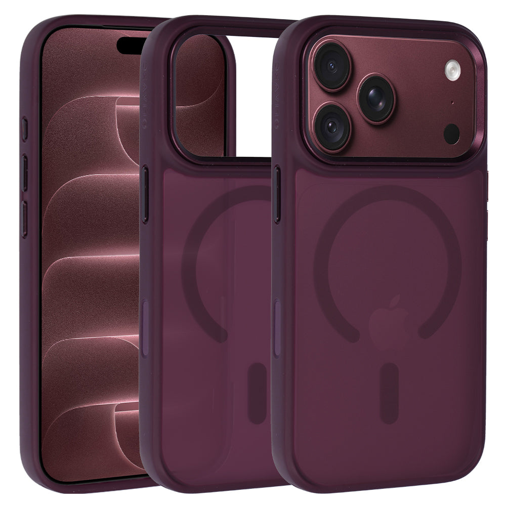 Aizsargvāciņš iPhone 17 Pro/18 Pro – Liavec Cloudy ar metāla kameras rāmi, bordo