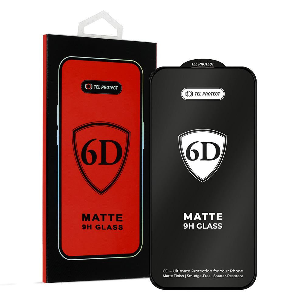 Aizsargstikls iPhone 18 Pro melns – Full Glue 6D Matt