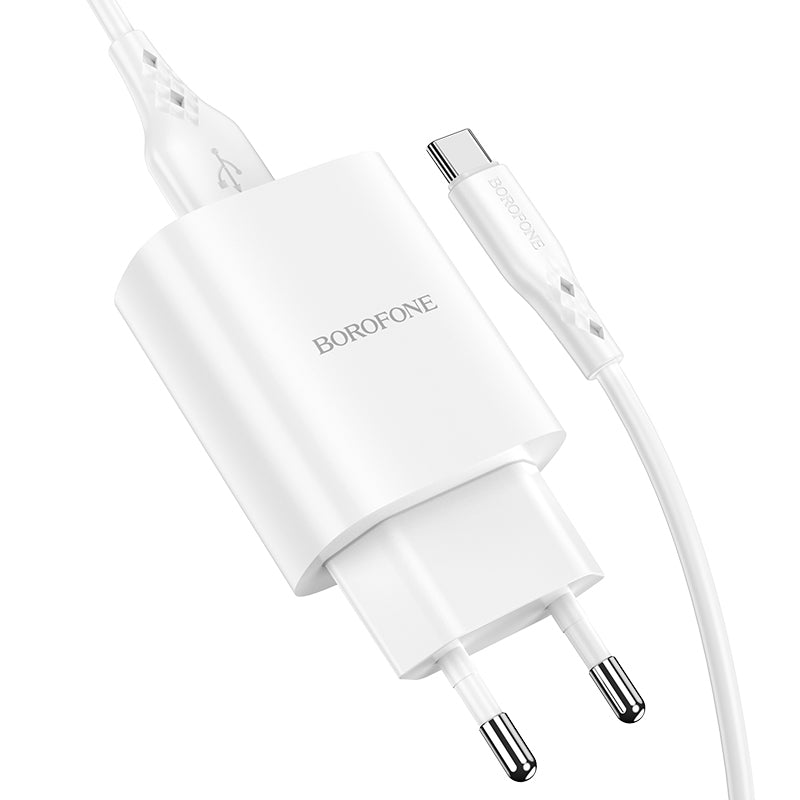Uzlādes adapteris Borofone Wall charger BN1 Innovative - USB - 2,1A with USB to Type C white