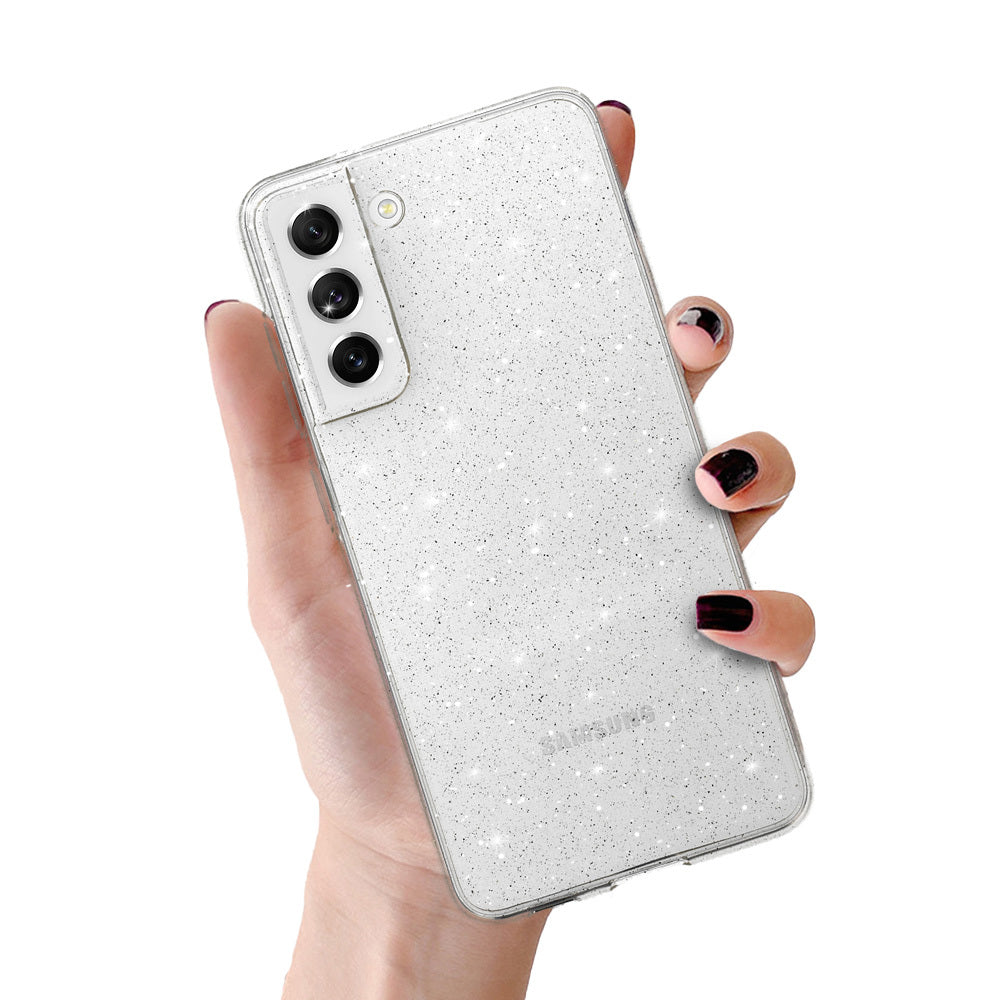 Aizsargvāciņš Samsung Galaxy S21 FE – Crystal Glitter, sudraba