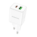 Uzlādes adapteris Borofone Wall charger BN7 - USB + Type C - QC 3.0 PD 20W white