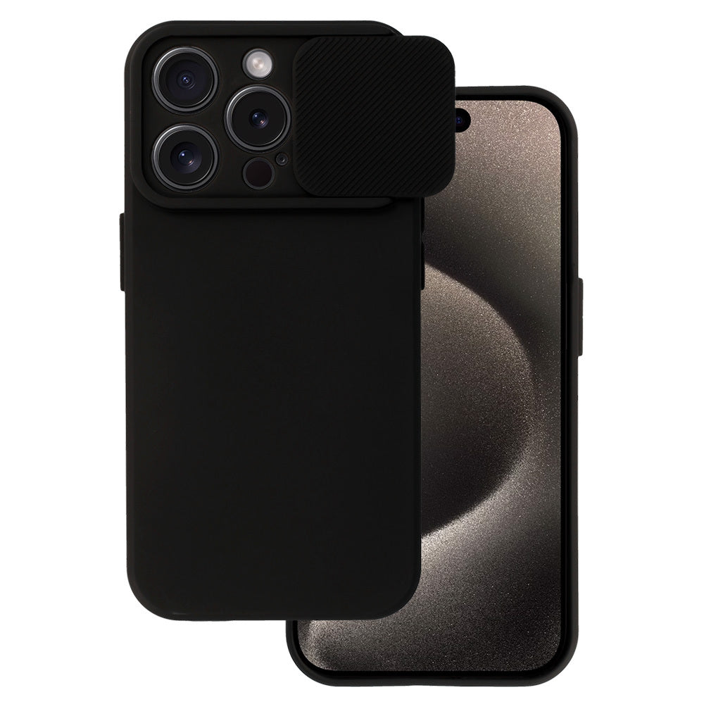 Aizsargvāciņš iPhone 15 Pro – Camshield Soft, melns